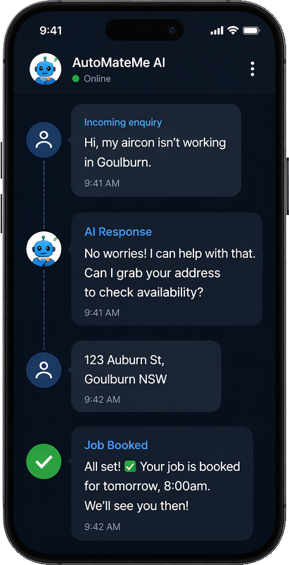 AutoMateMe AI chat demo on phone